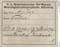 Etiketten zu Tellur (NHMW-MIN-Ai547)